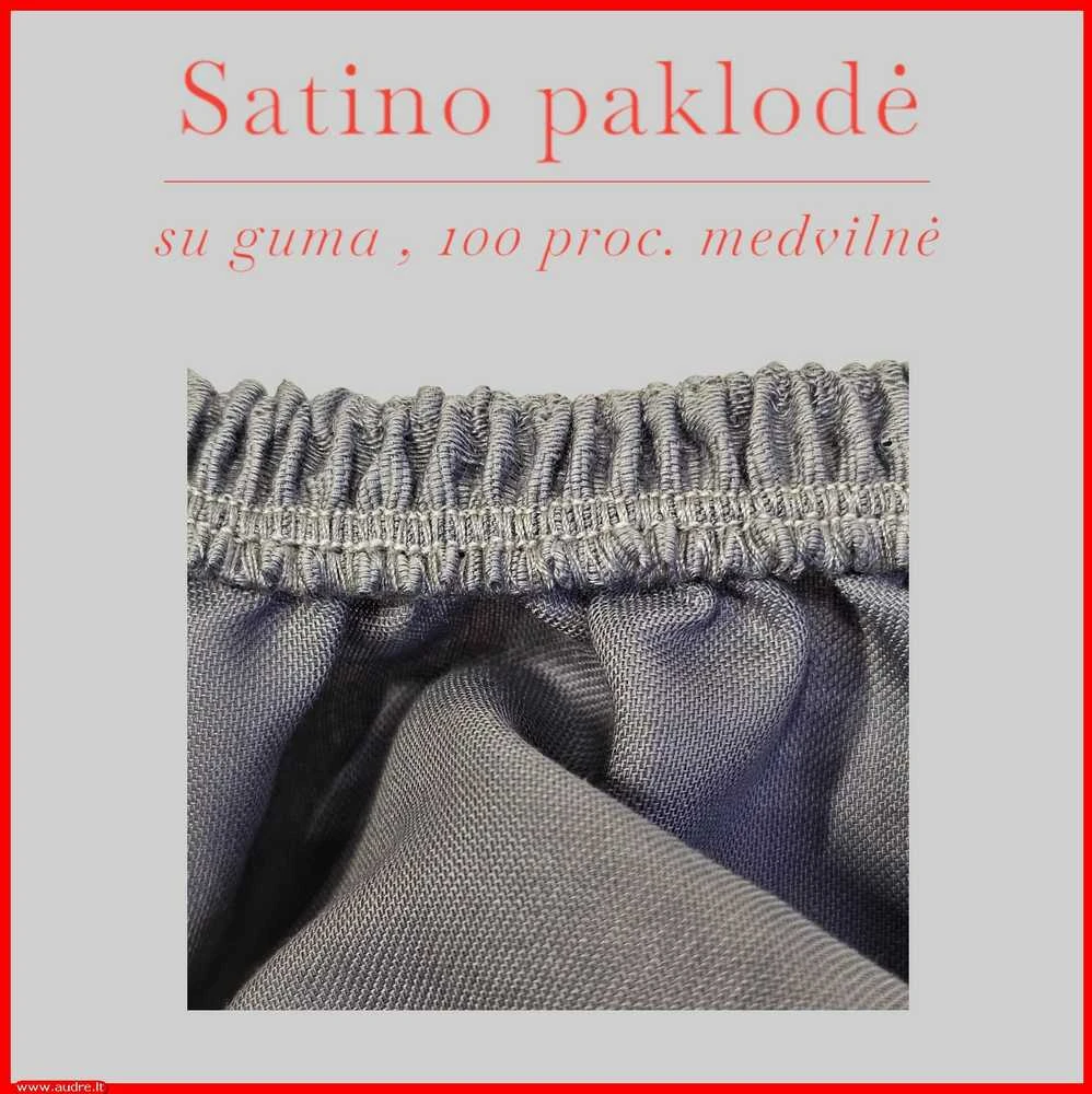 Satino paklodė su guma 100/140/160/180x200+30cm. - 100x200+30cm.