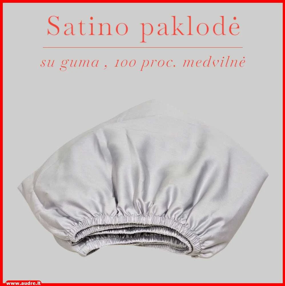 Satino paklodė su guma 100/140/160/180x200+30cm. - 160x200+30cm.