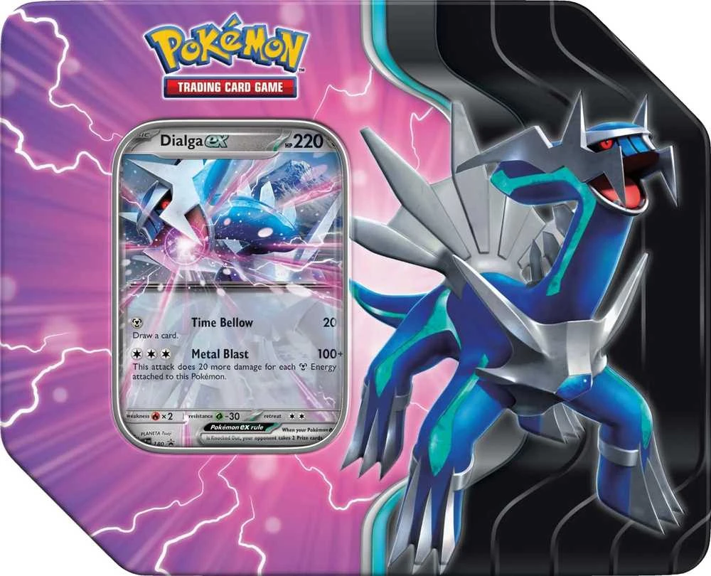 Kolekcionuojamos Kortelės - Pokémon TCG: Scarlet & Violet Azure Legends Tin Dialga Ex su Folijos Kortele, 5 Booster Pakeliais, Kodo Kortele, Marga
