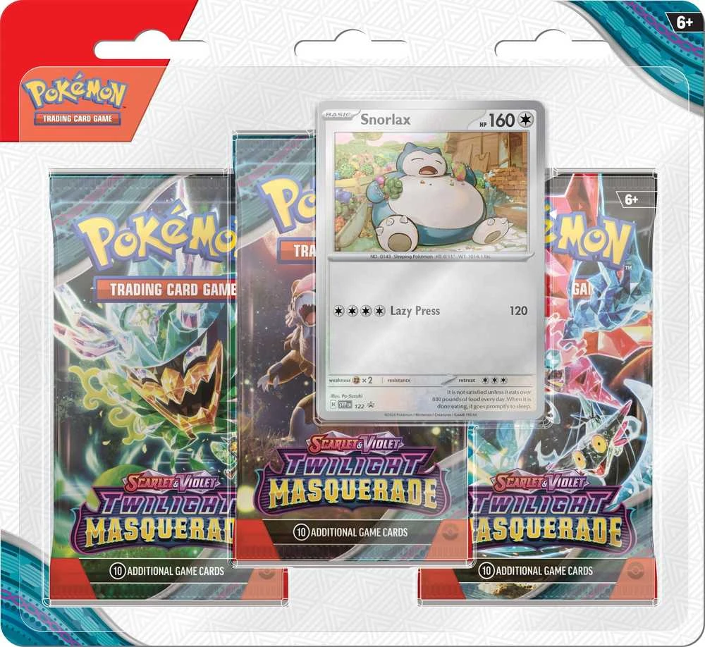 Pokemon Pokemon TCG – Scarlet & Violet 6 Twilight Masquerade Checklane 3 pakuotės lizdinė plokštelė – Snorlax