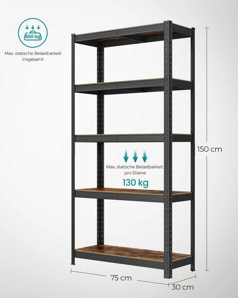 Songmics 2 stovinčių 150 cm aukščio lentynų rinkinys