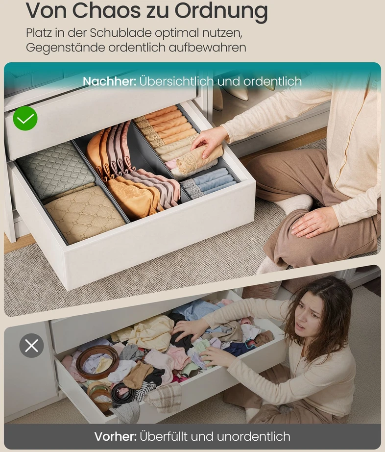 Songmics 3 vnt. stalčių organizatorių iš neaustinės medžiagos apatiniams drabužiams