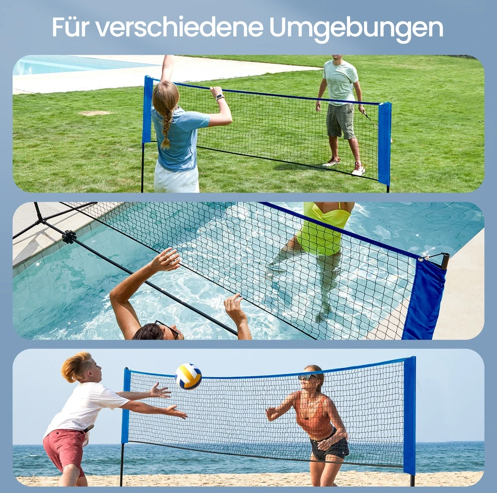 Songmics 300 cm Badmintonnetz, höhenverstellbar, Volleyballnetz