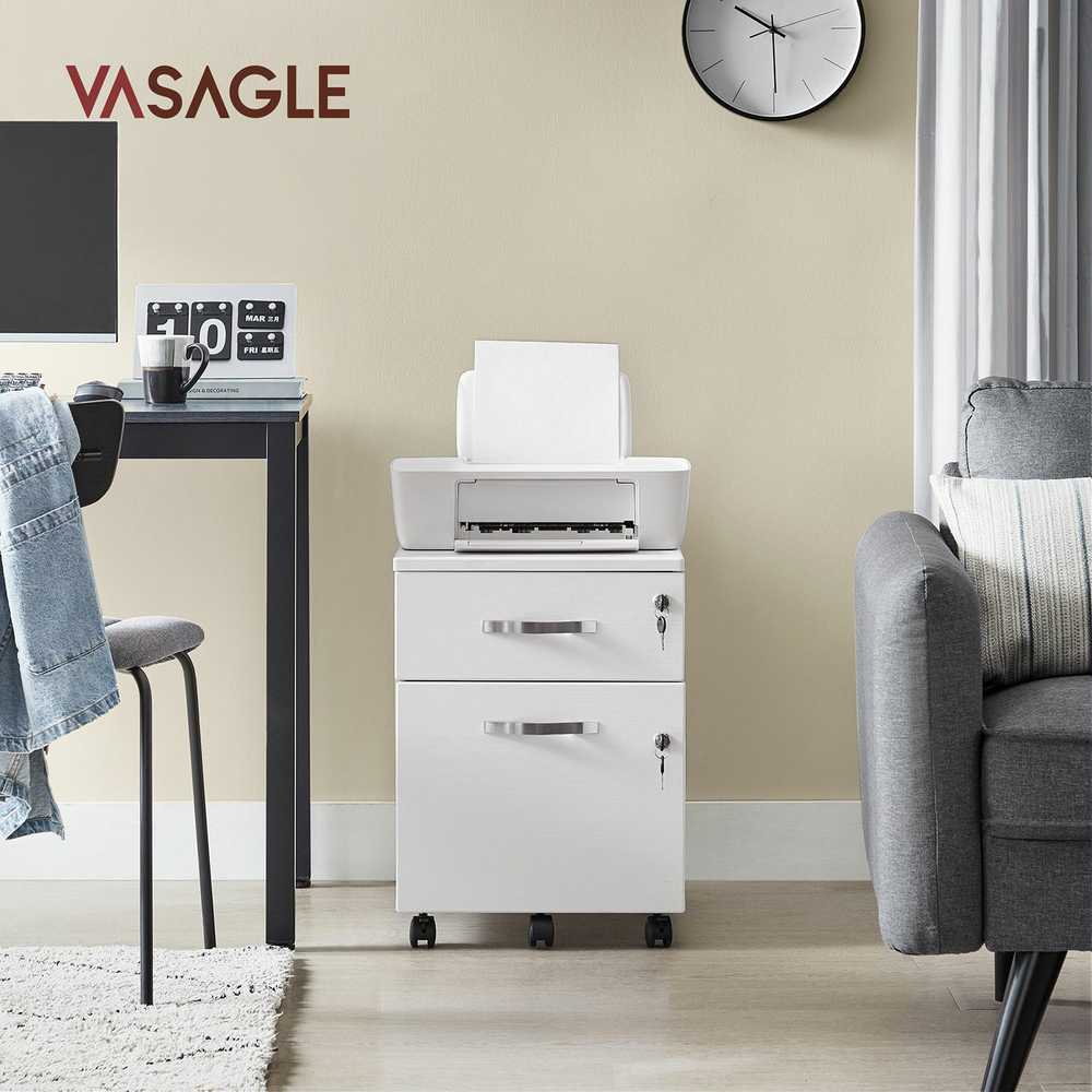 Songmics Vasagle Mobilus pjedestalas 2 užraktai Baltas