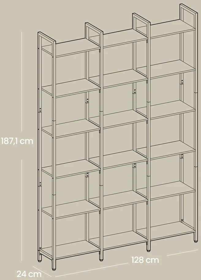 Songmics Knygų lentyna 24 x 128 x 187,1 cm