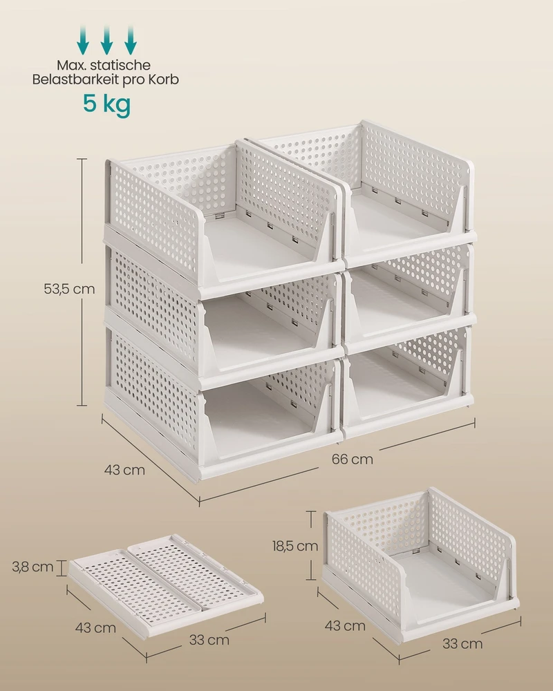 6 vnt. rinkinys sukraunamų spintelių organizatorių