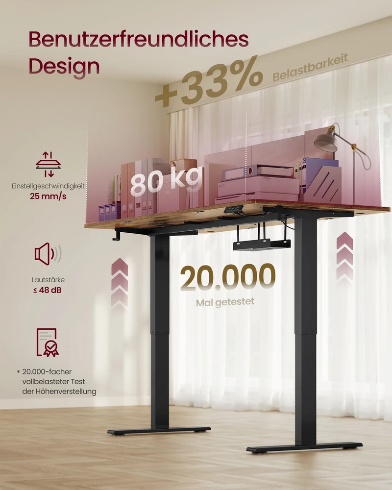 Vasagle Reguliuojamo aukščio stalas 180 × 80 × 72–120 cm