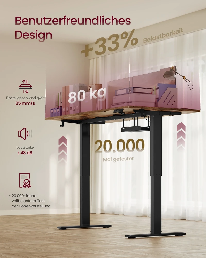 Vasagle Reguliuojamo aukščio stalas 160 × 80 × (72–120) cm