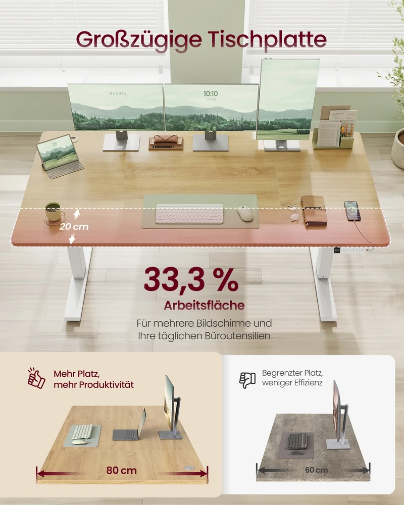 Vasagle Reguliuojamo aukščio rašomasis stalas 160 × 80 x 72-120cm