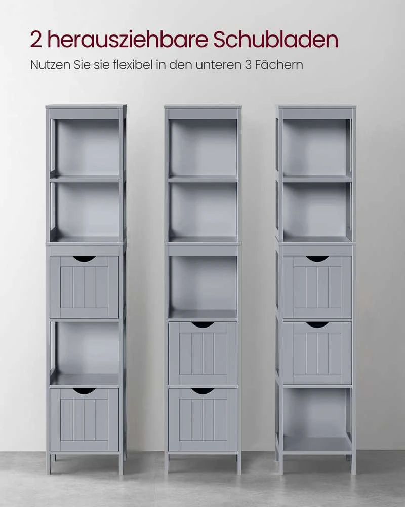 Vasagle Hochschrank Badezimmer schmal stehend taubengrau