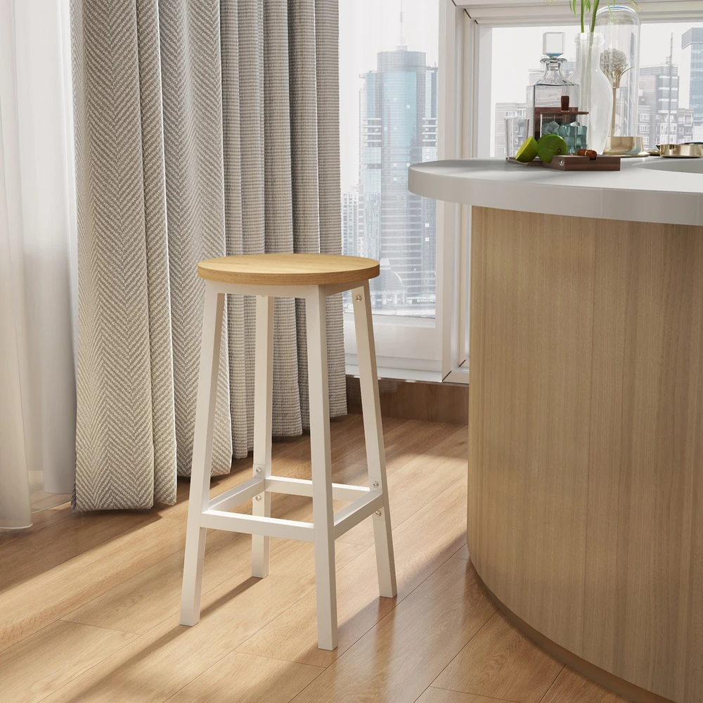Songmics Barhocker 2er Set ebenholzschwarz-eichenbeige-baltas