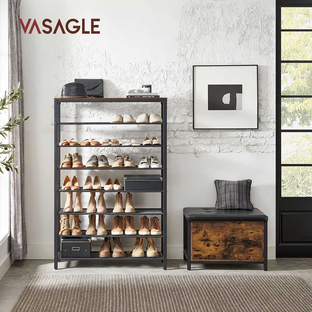 Vasagle Batų lentyna su 7 grotelinėmis lentynomis