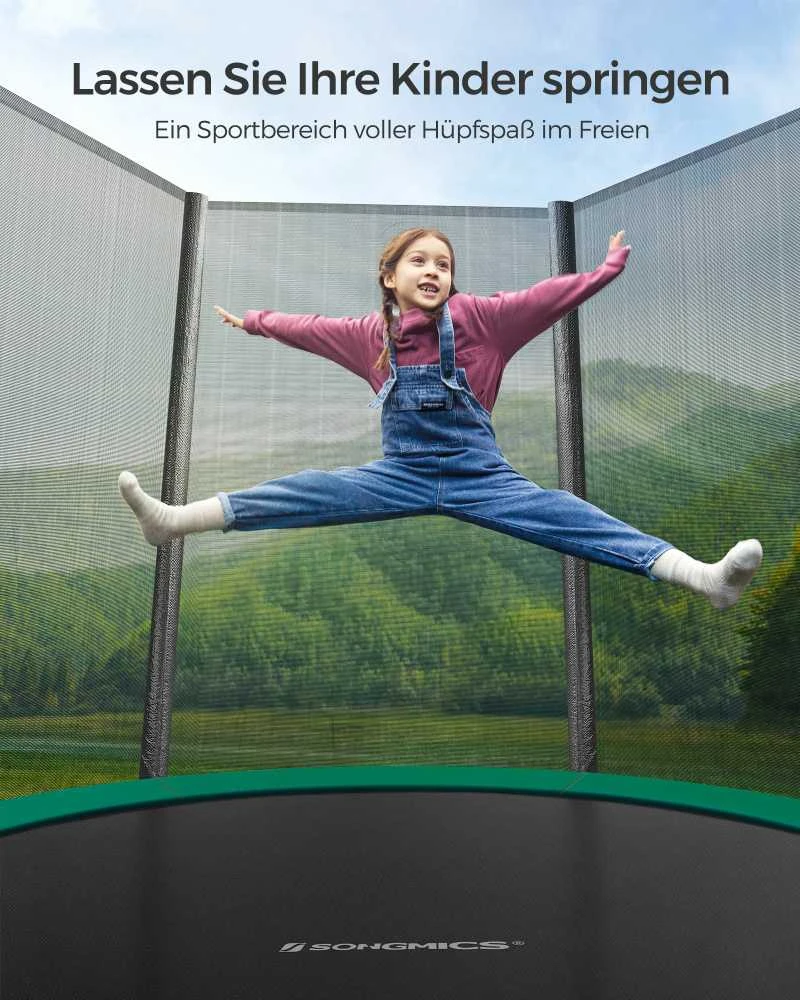 Songmics Trampolin Ø 183 cm mit Netz für Garten dunkelgrün