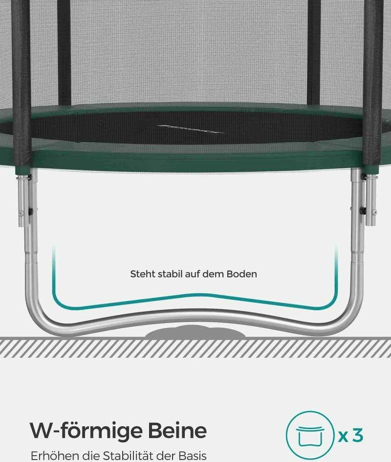 Songmics Trampolin Ø 183 cm mit Netz für Garten dunkelgrün