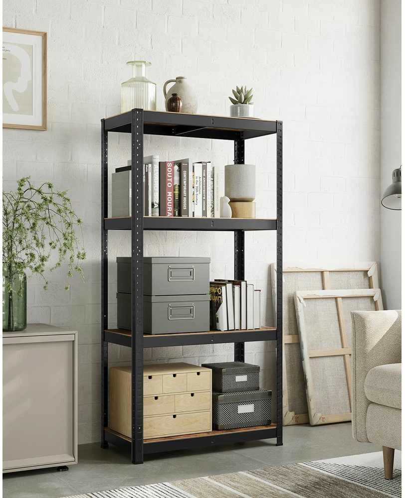 Songmics Reguliuojama stovinti lentyna su 4 lentynomis 40 x 80 x 160 cm vintažinė ruda-juoda