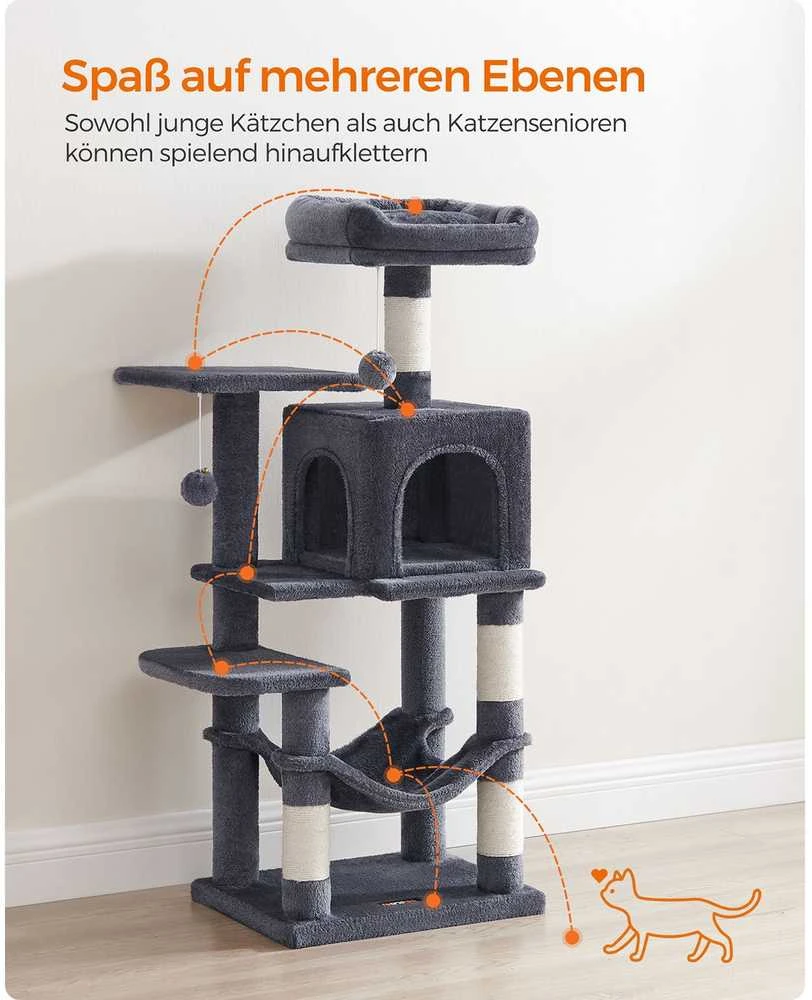 Songmics Feandrea Draskyklė 112 cm su platformomis ir hamaku dūmų pilka