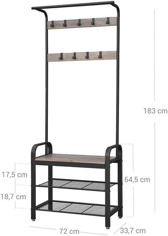 Songmics Vasagle Drabužių kabykla su suoliuku