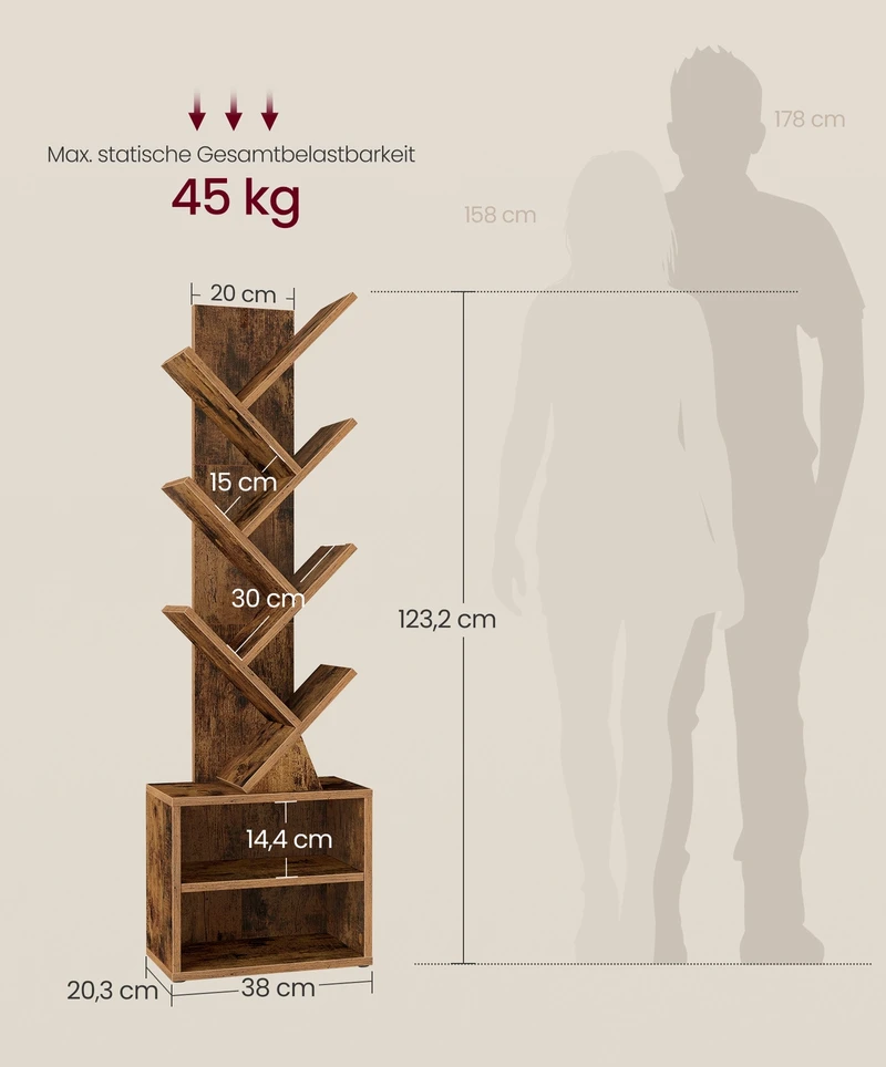 Songmics Knygų lentyna 20,3 x 38 x 123,2 cm