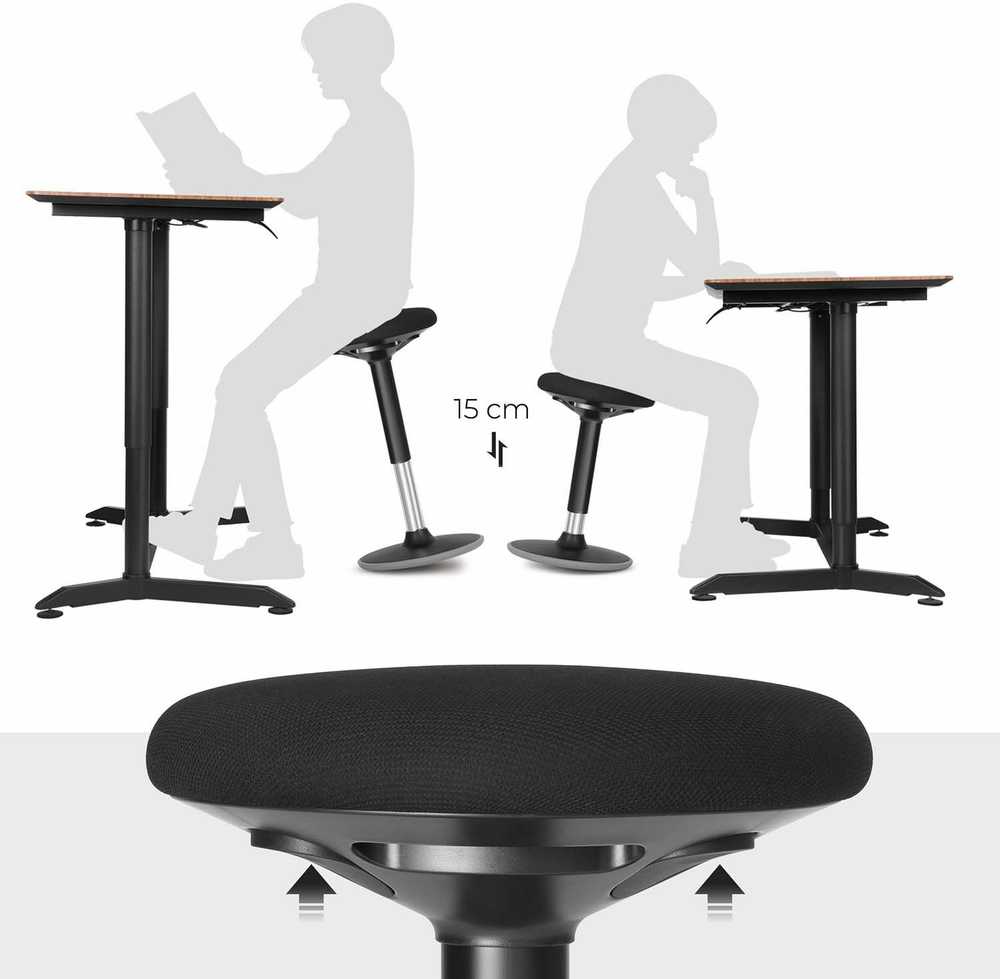 Songmics Darbo taburetė 50-65 cm juoda