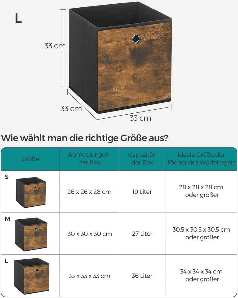 Songmics Saugojimo dėžių rinkinys iš 6 vnt., derliaus rudai juodos spalvos