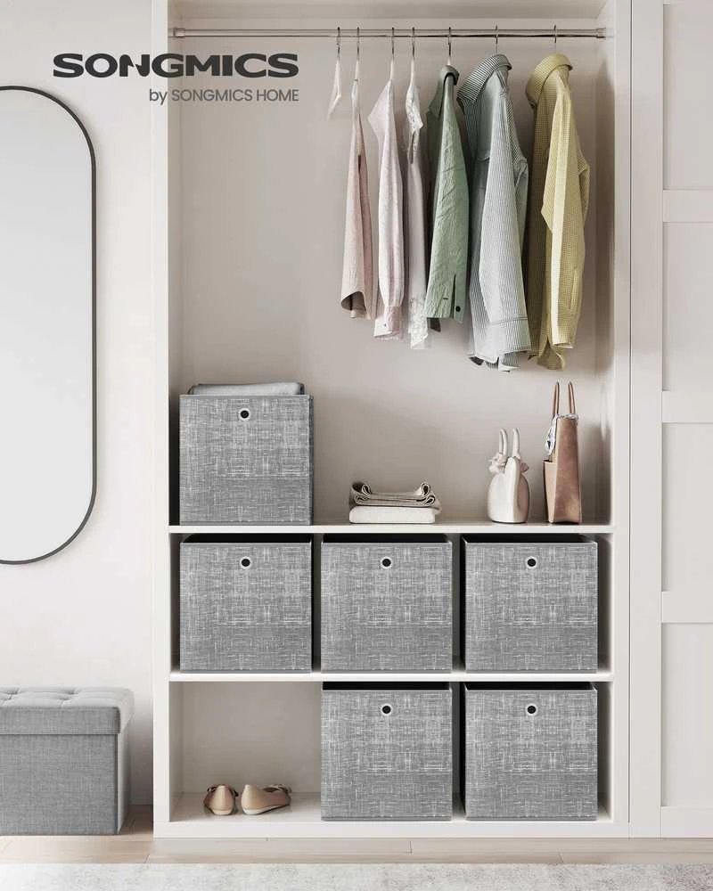 Songmics Aufbewahrungsbox 33cm 6er-Set grau meliert