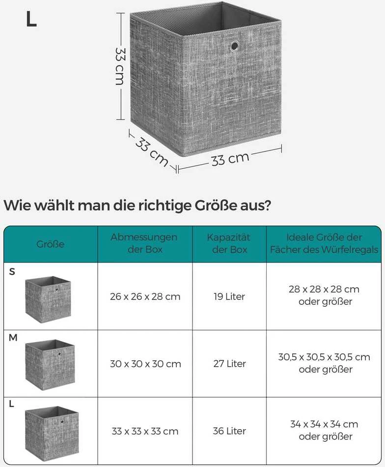 Songmics Aufbewahrungsbox 33cm 6er-Set grau meliert
