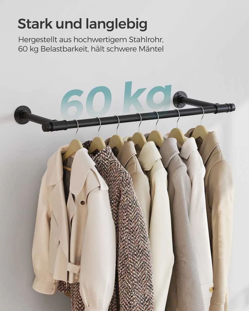 Songmics Drabužių kabykla prie sienos, 2 vnt., 30 x 84 x 7 cm, juoda