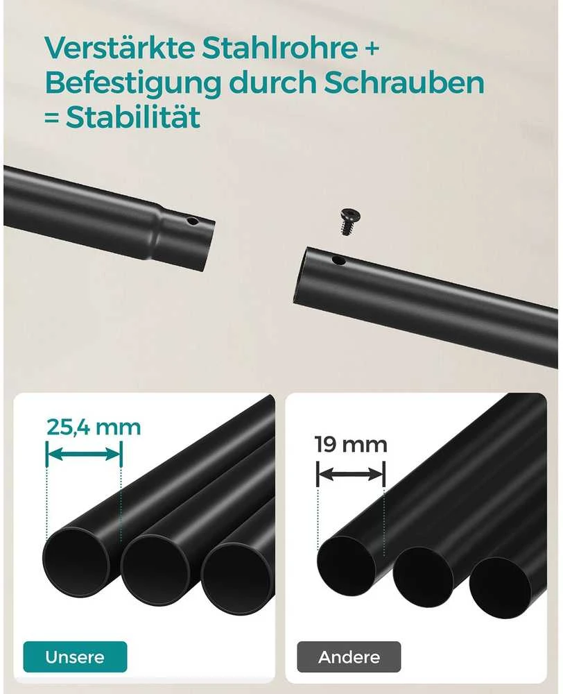 Songmics Drabužių lentyna ant ratukų su 2 drabužių laikikliais, juoda