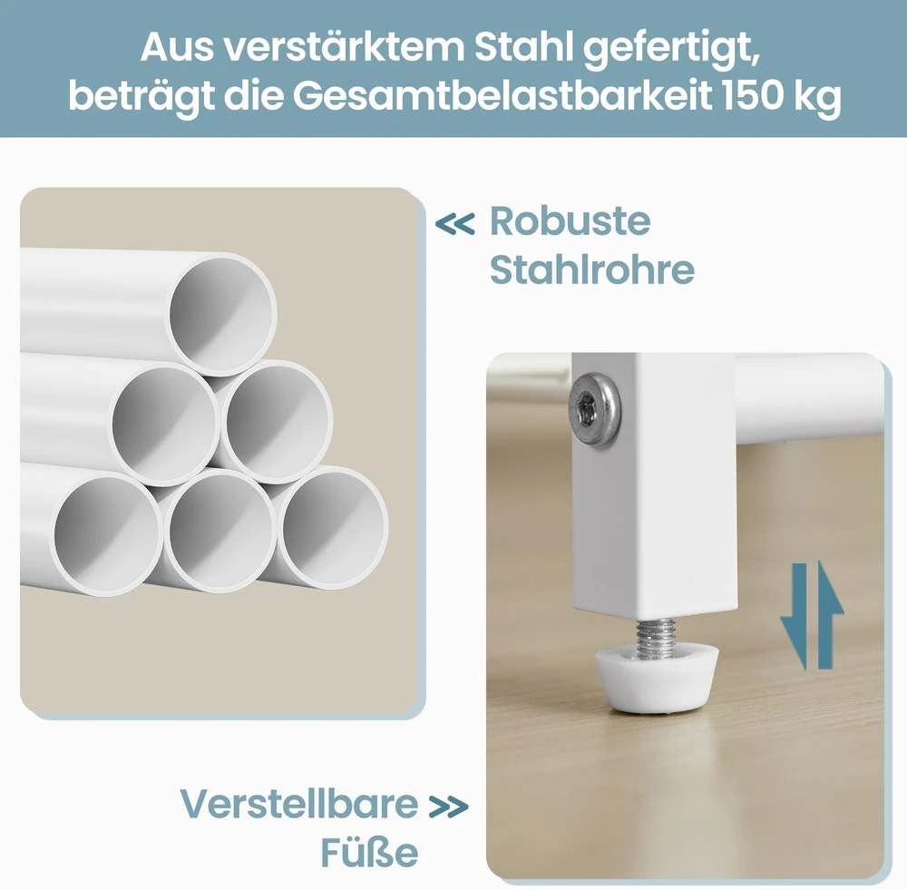 Songmics Drabužių stovas baltas 7 lentynos