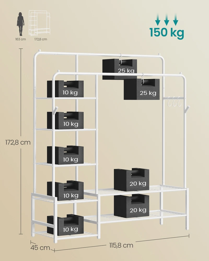 Songmics Drabužių stovas 45 × 115,8 × 172,8 cm