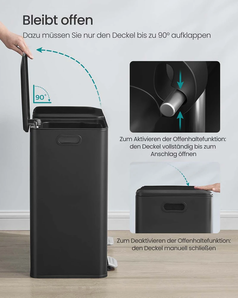 Songmics Šiukšliadėžė su dviem skyriais ir Softclose pedalu