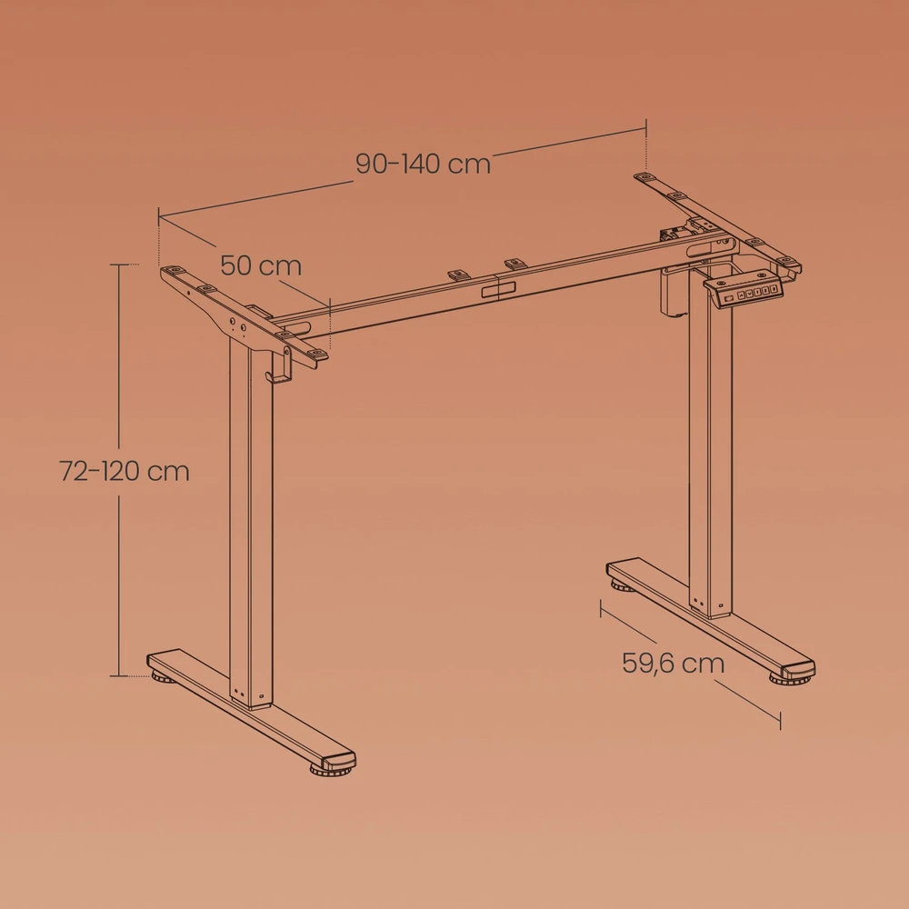 Songmics Stalo rėmas 59,6 × (90-140) × (72-120) cm
