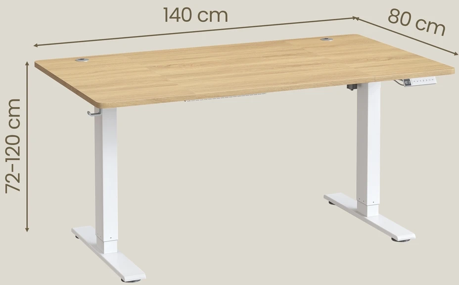 Songmics Reguliuojamo aukščio stalas 140 x 80 x 72-120cm