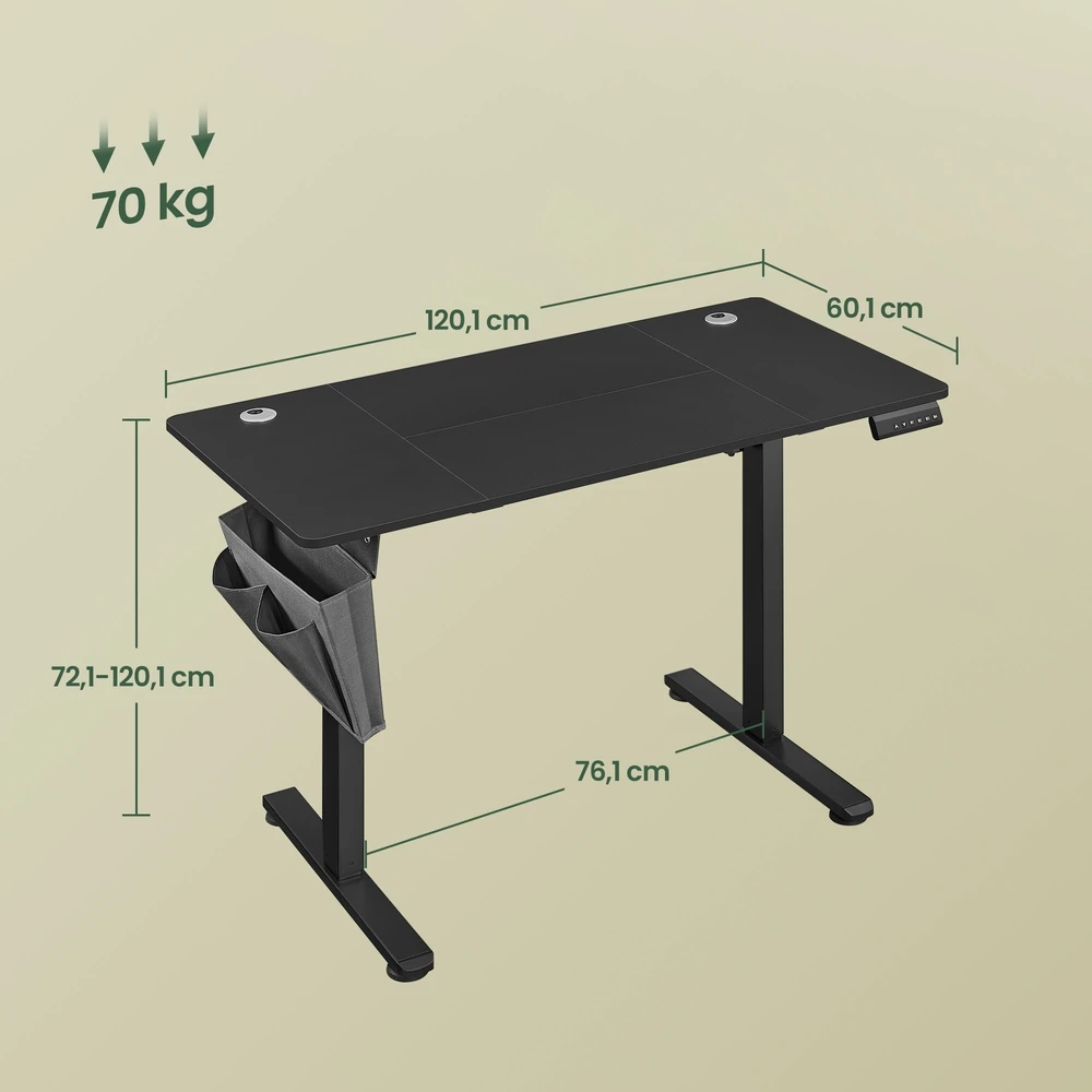 Songmics Reguliuojamo aukščio stalas 120,1 x 60 x 72,1-120,1cm