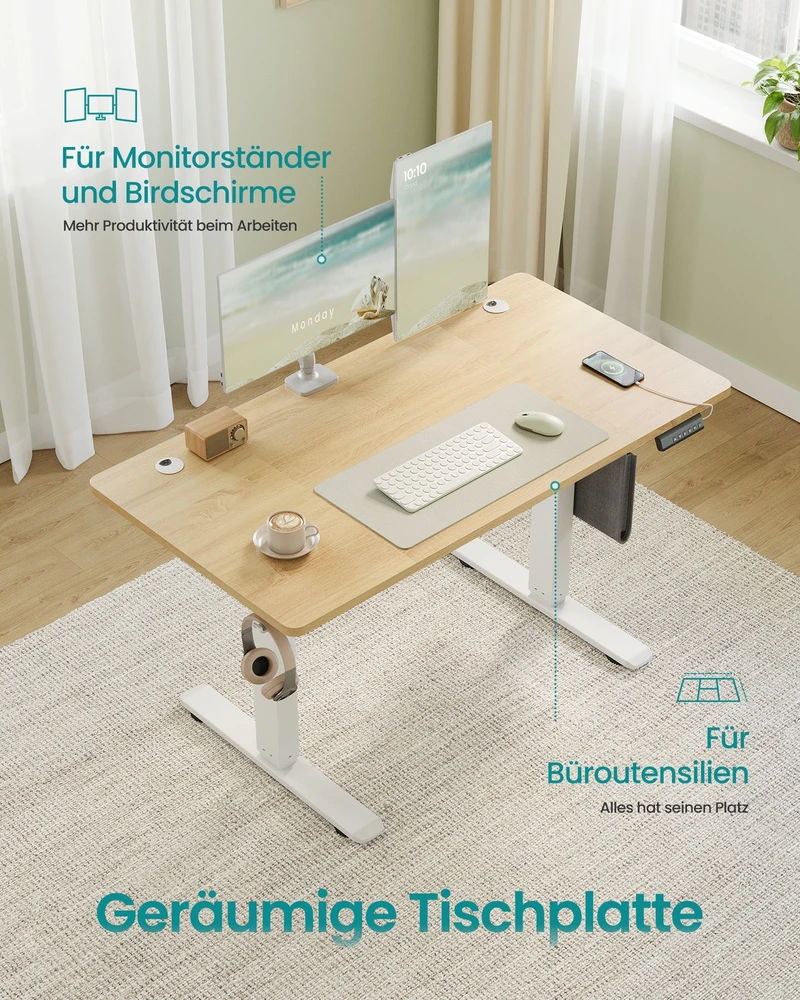 Songmics Reguliuojamo aukščio stalas 120x60x 72-120cm