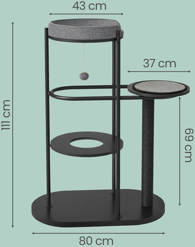 Songmics Kačių draskyklė 107 cm juoda