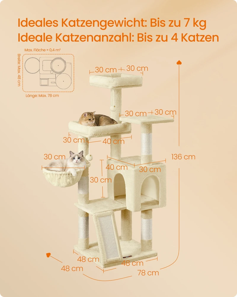 Songmics Kačių draskyklė 136 cm