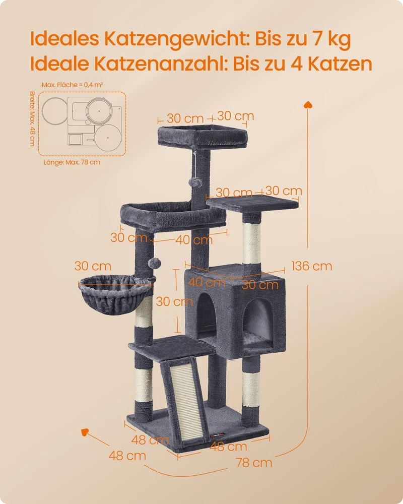 Songmics Kačių draskyklė 136 cm