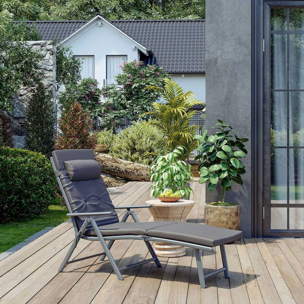 Songmics Sonnenliege mit Auflage Grau
