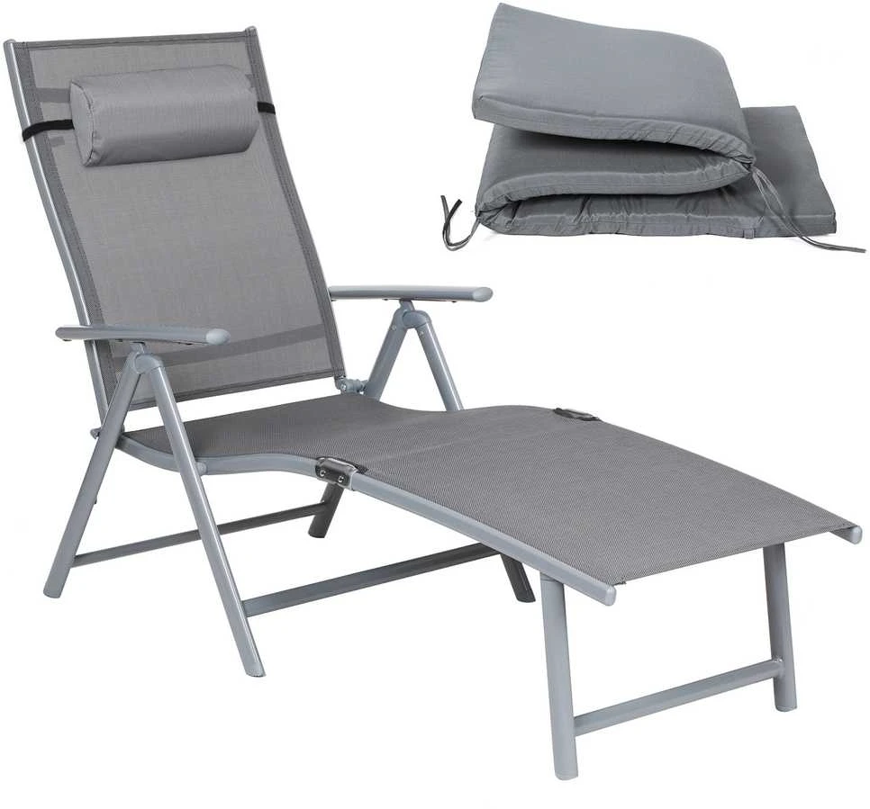 Songmics Sonnenliege mit Auflage Grau