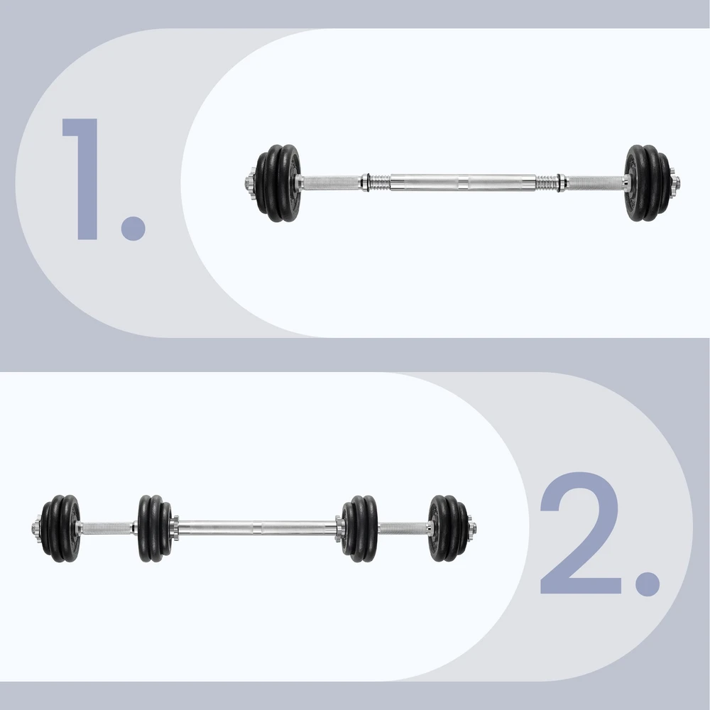 Songmics Hanteliai, 2 x 15 kg ketaus hantelių rinkinys, reguliuojamas
