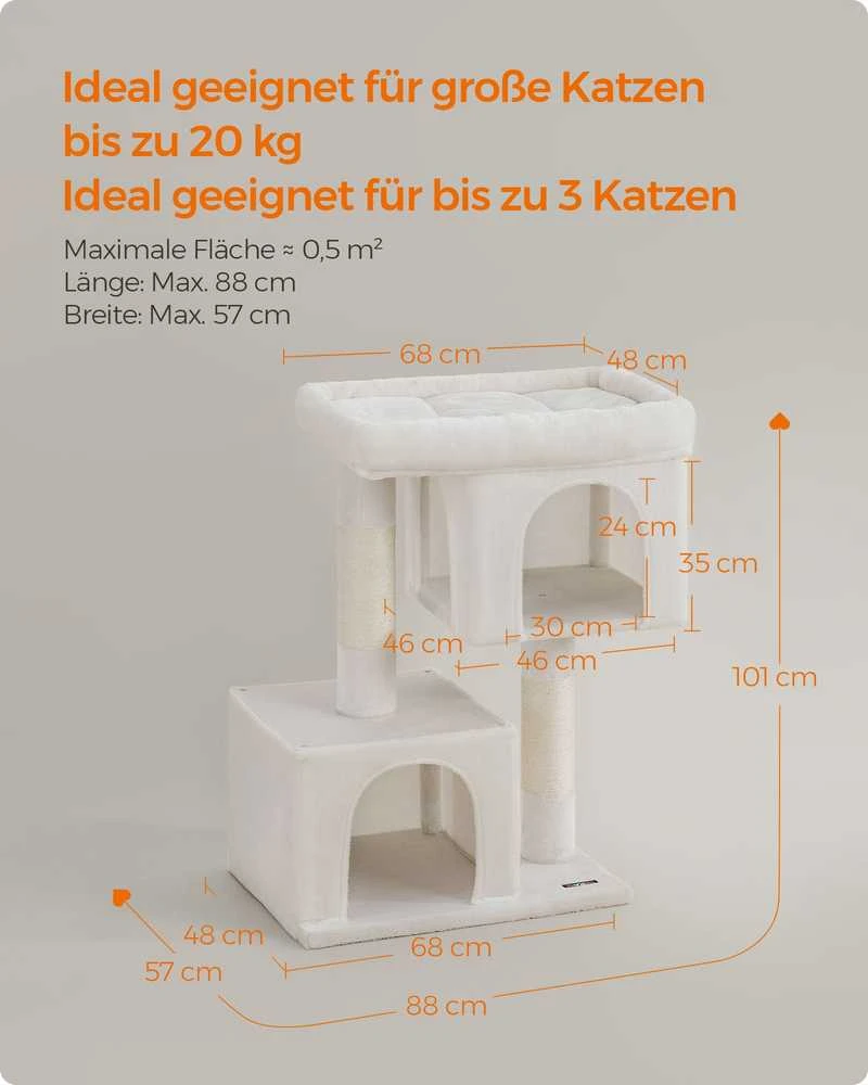 Songmics Feandrea XL draskyklė su didele platforma, kreminė balta