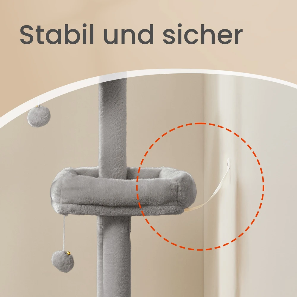 Songmics Kačių draskyklė su pliušiniais kamuoliukais 140,7 cm