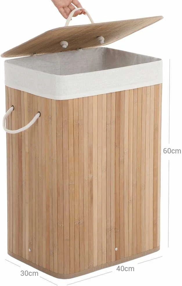 Songmics Bambuko skalbinių dėžė 72 L