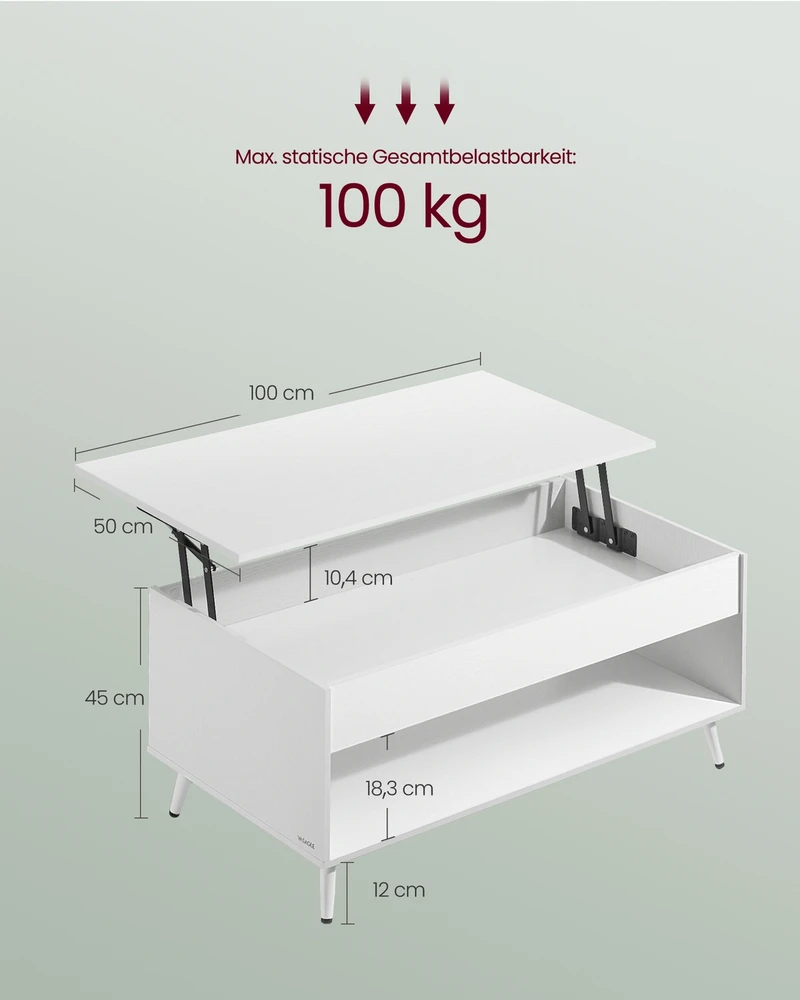Songmics Kavos staliukas 50 x 100 x 45/58,5 cm