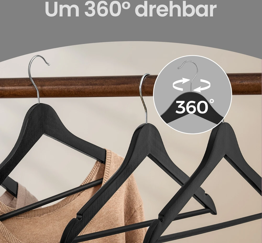 Songmics Kelnės pakabos, 30 vnt. rinkinys, medinės pakabos