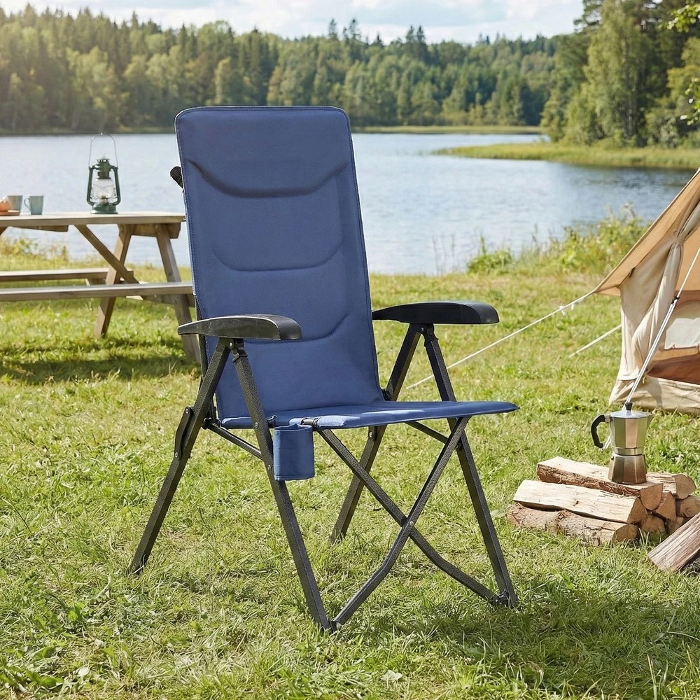 Songmics Kempingo kėdė, reguliuojamas atlošas 95°–150°, gėrimų laikiklis