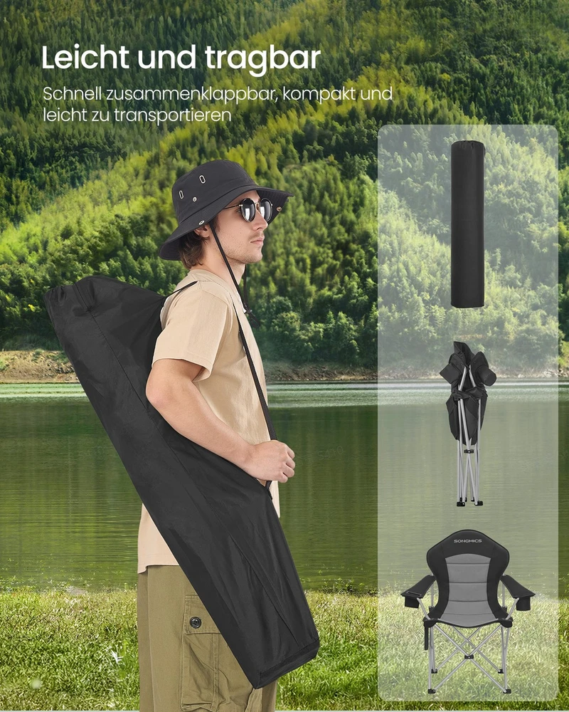 Songmics Kempingo kėdė 61 x 93 x 108 cm