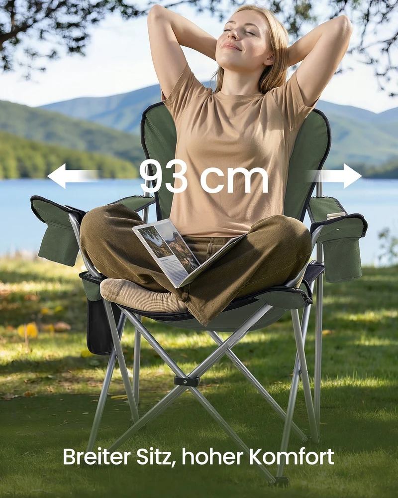 Songmics Kempingo kėdė žalia-pilka