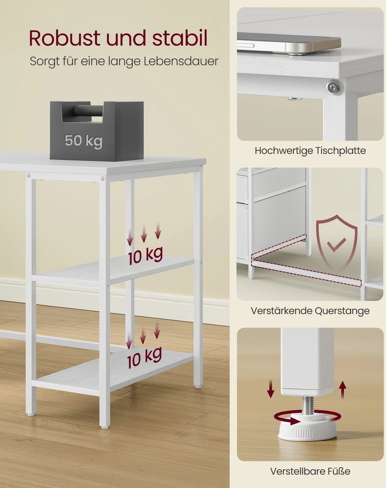 Songmics Kompiuterinis stalas 140 x 60 x 76 cm